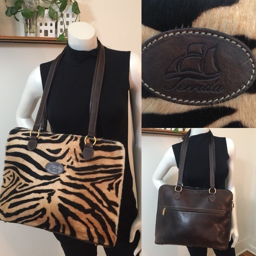 Terrida Auth High End Italian Leather/ Tiger Fur Bag